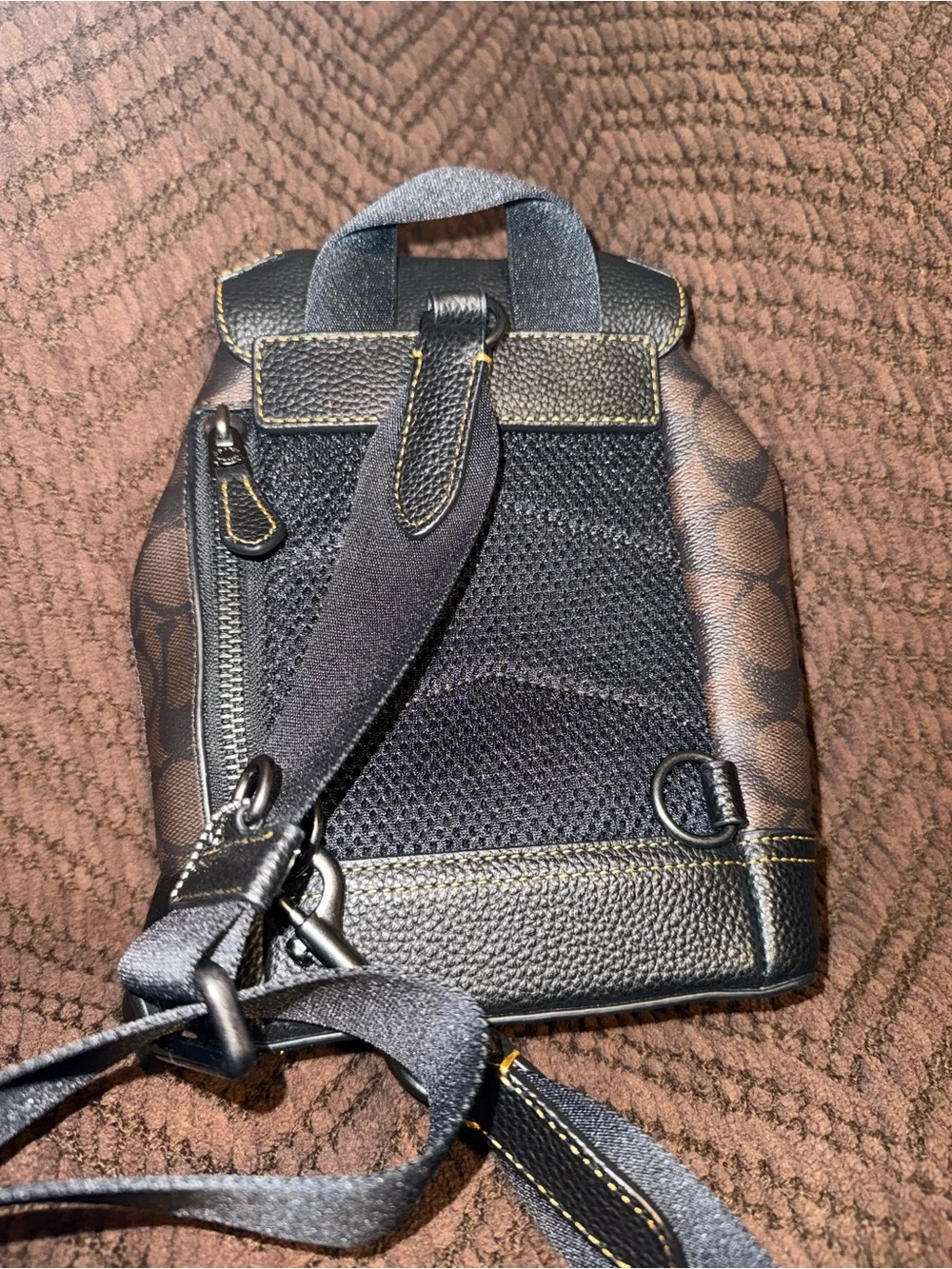Coach Brown Signature Canvas Small Backpack Sling